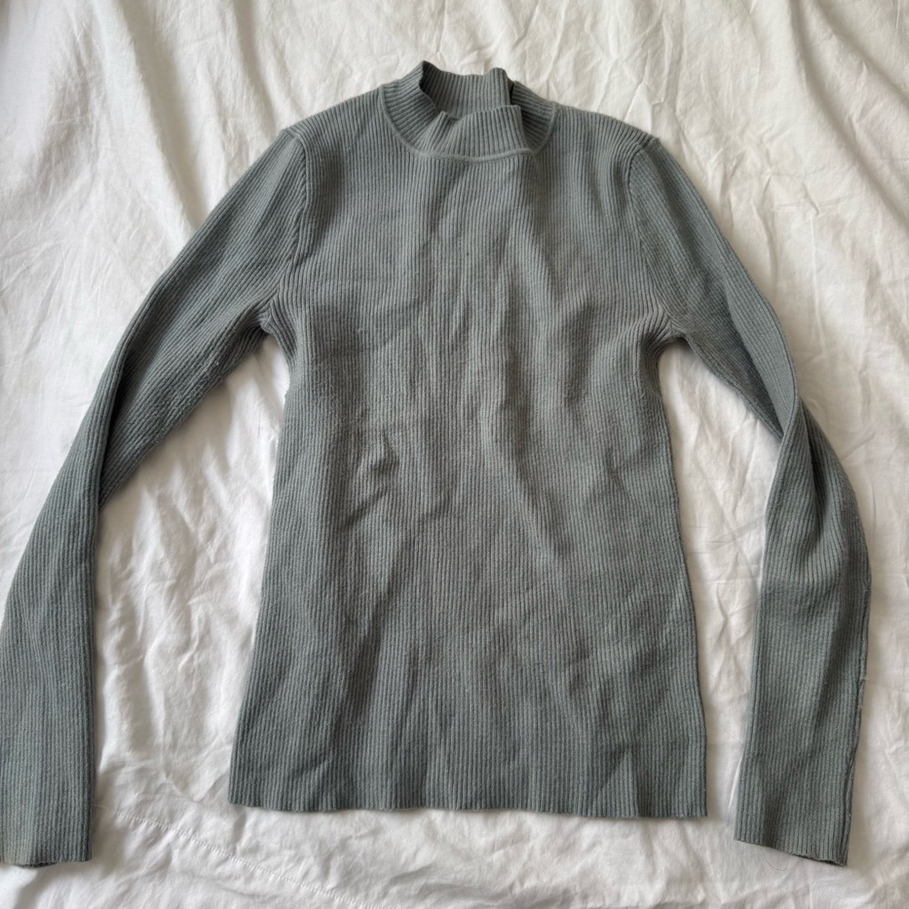Gray/blue Ribbed Fitted Sweater
